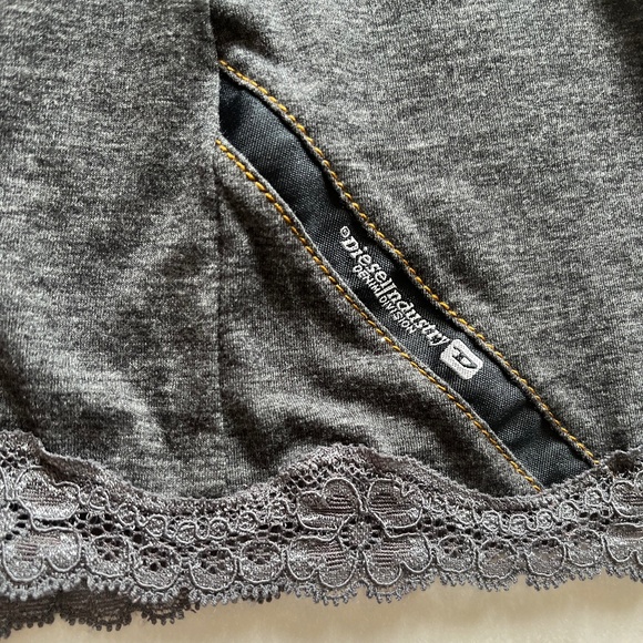 Diesel Lingerie Underwear Loung Pajama Cotton blend Gray Logo Lace Trim Tank Top - Picture 14 of 14